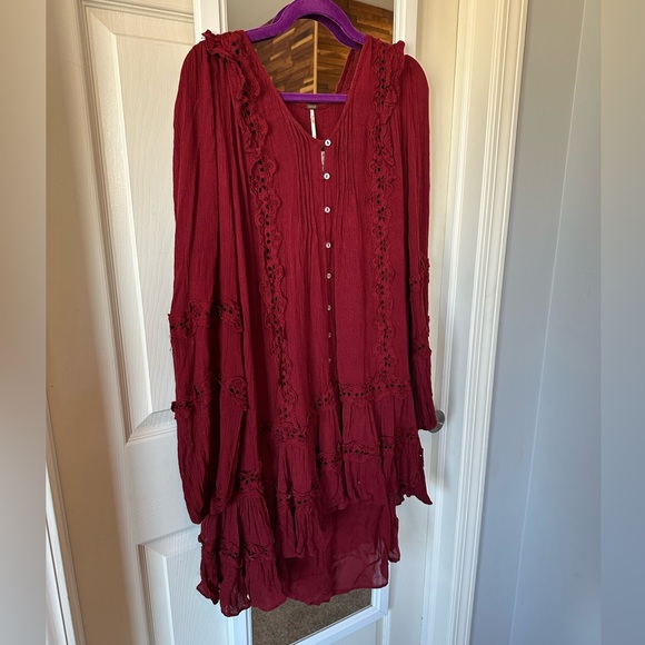 NWT❤️Free People Snow Angel Mini Dress S Wine - Picture 2 of 9